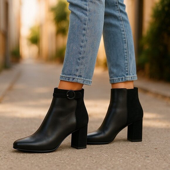 Aquatalia by Marvin K Takeout Black Waterproof Ankle Boots Size 8.5 - Picture 2 of 5